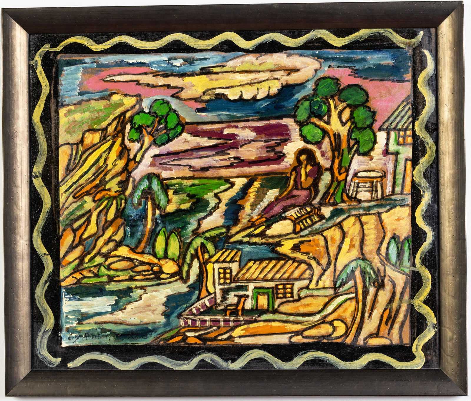 Rudolph Bostic (19th/20th C) Landscape w Figure, Oil (1 of 12)