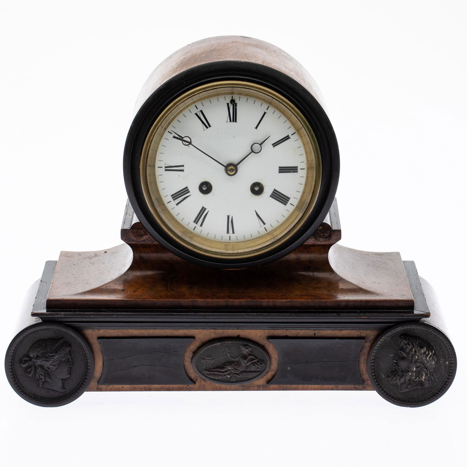 Walnut Mantle Clock with Neoclassical Figures (1 of 14)