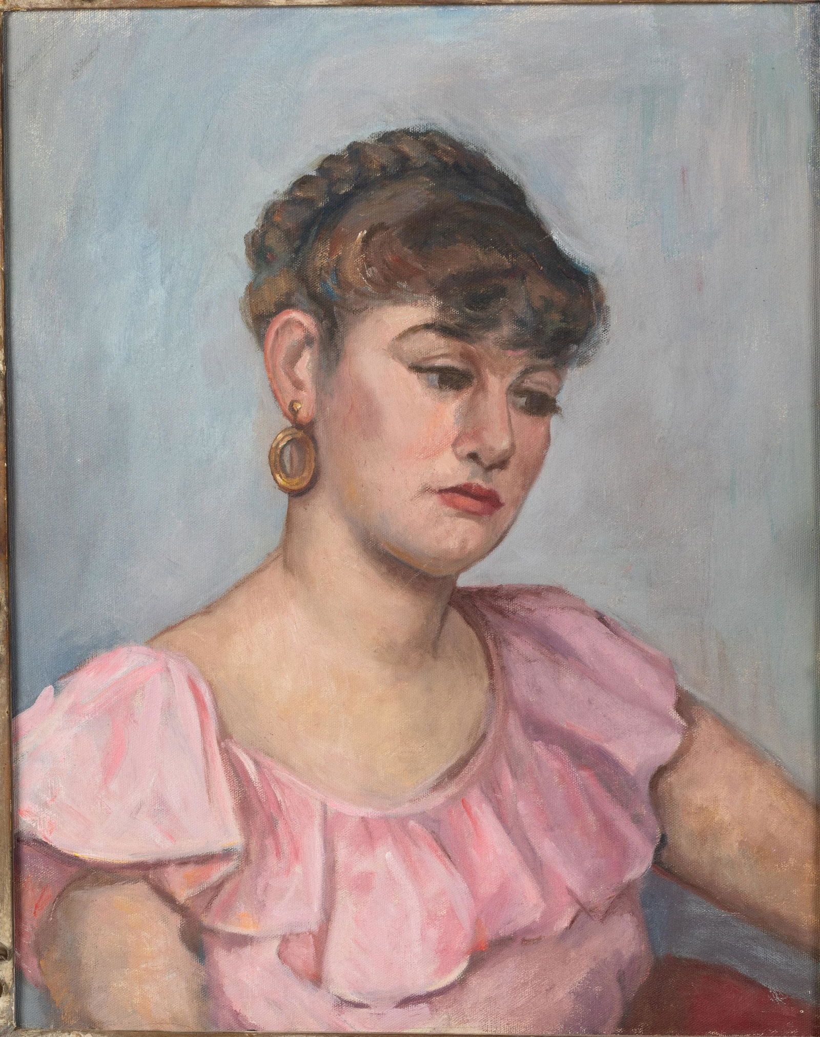 Unsigned, Portrait of a Woman in Pink, Oil on Canvas (1 of 11)