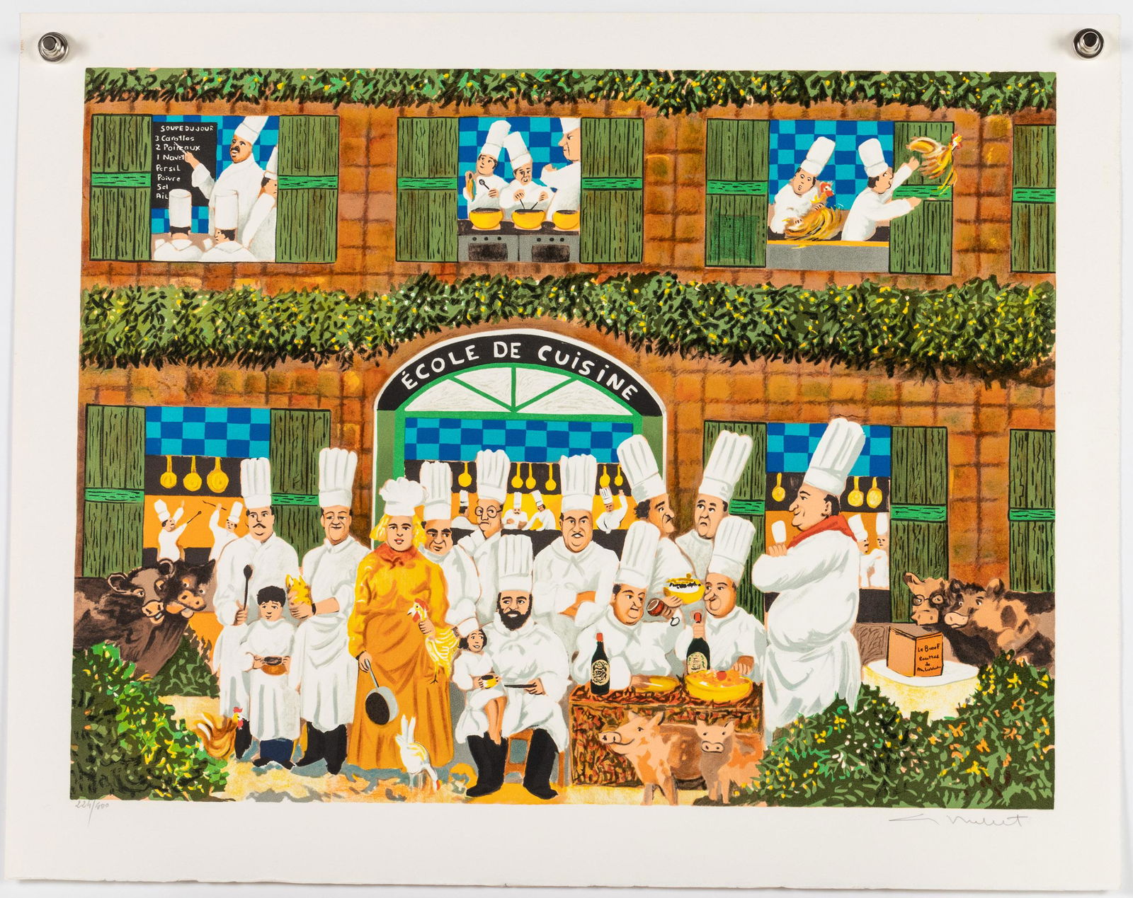 Guy Buffet (France/HI, b. 1943), Waiters, Serigraph (1 of 15)