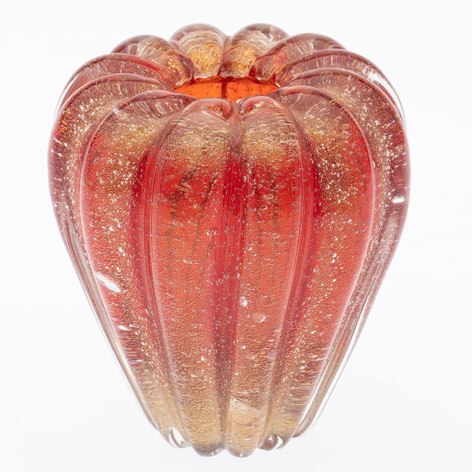 Murano Gold and Red Glass Vase (1 of 5)