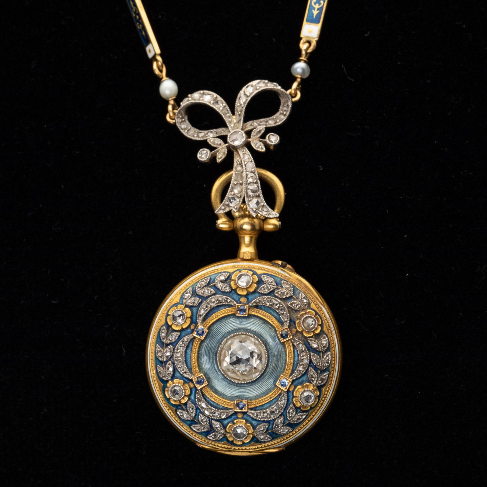 Henry Capt 22K,Enamel, Pearl & Diamond Ladies Watch (1 of 11)