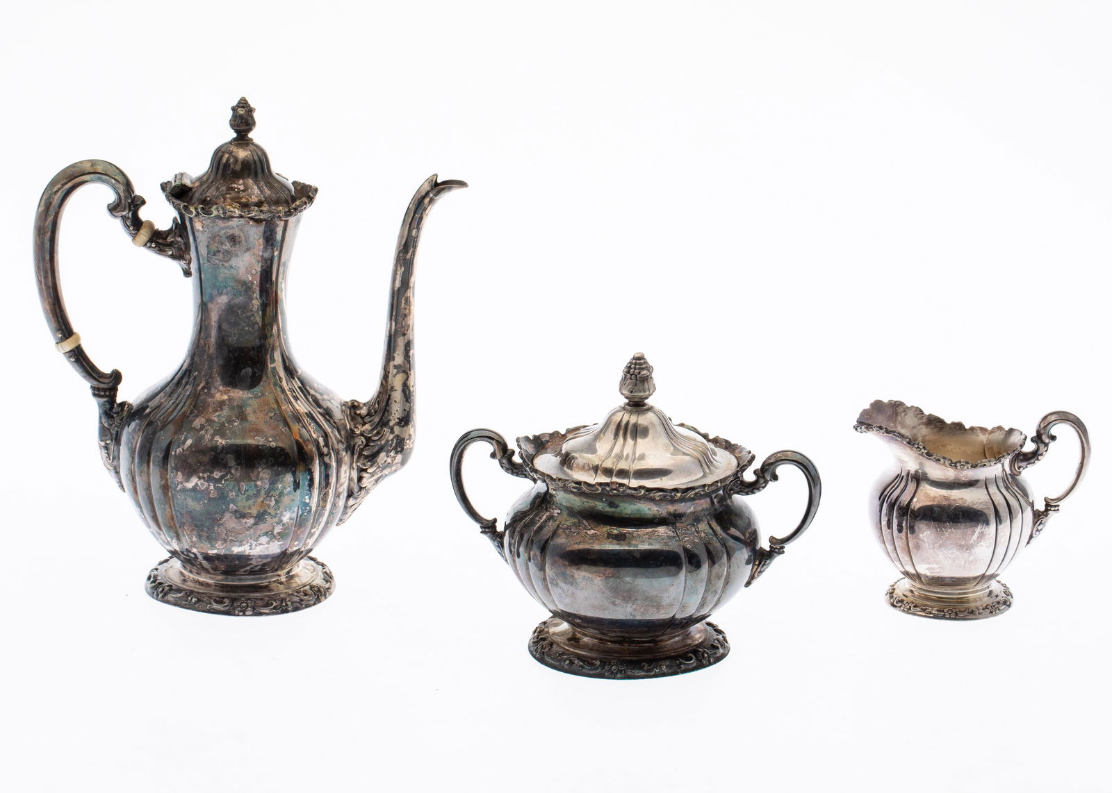 Tiffany Silverplate Teapot & Lidded Sugar & Creamer (1 of 10)