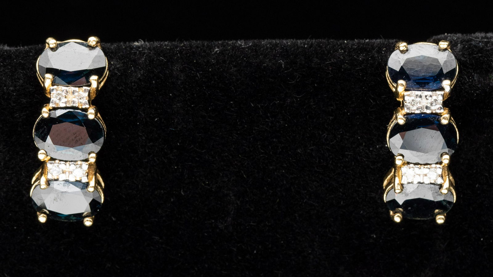 Pair of 14k Blue Sapphire and Diamond Earrings (1 of 6)