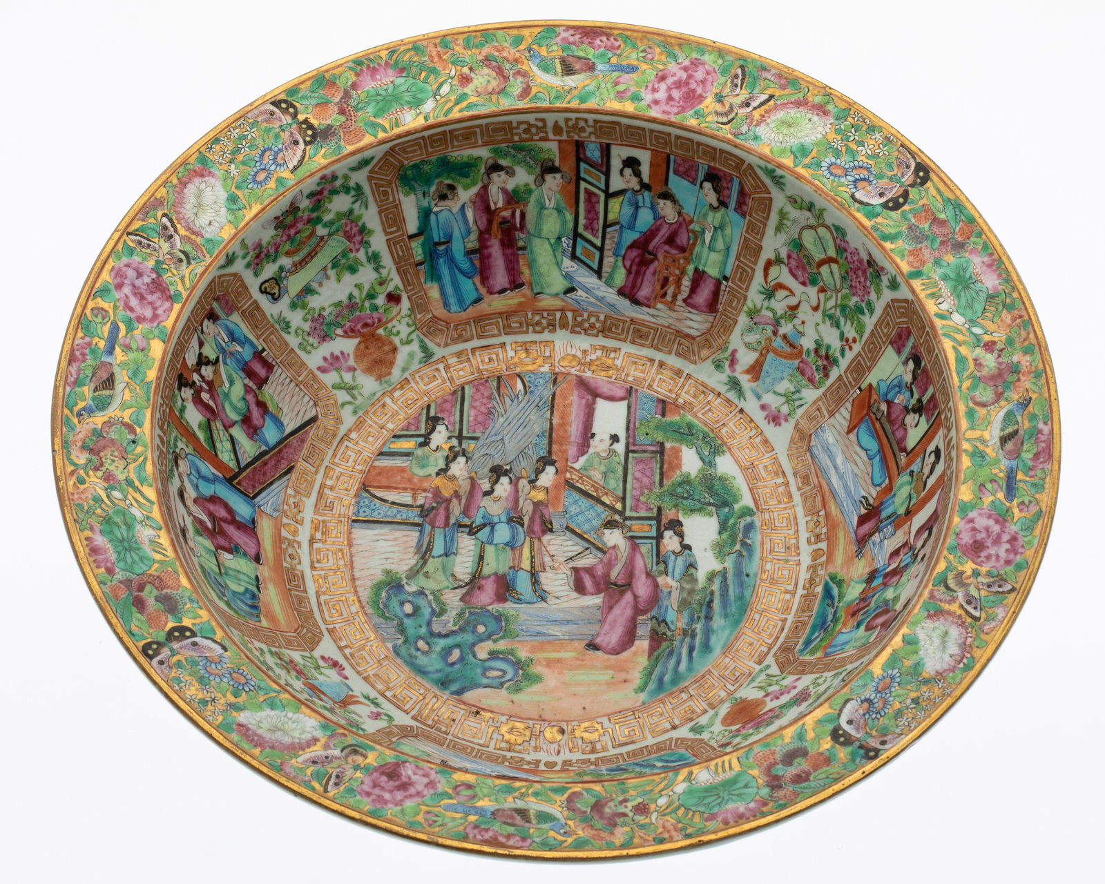 Chinese Rose Medallion Punch Bowl, 19th Century (1 of 10)