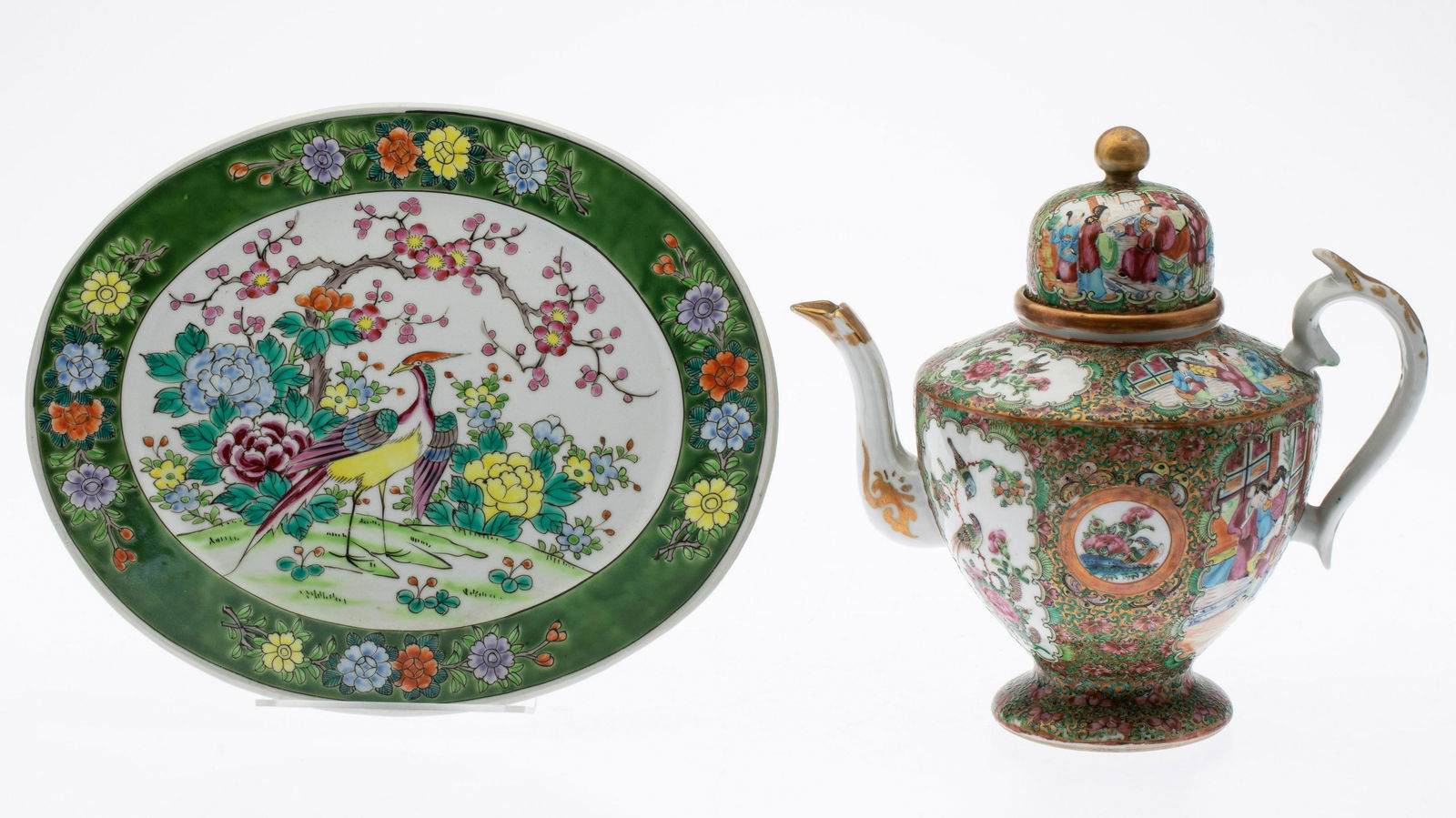 Nippon Platter and Rose Medallion Teapot, 19th C (1 of 19)