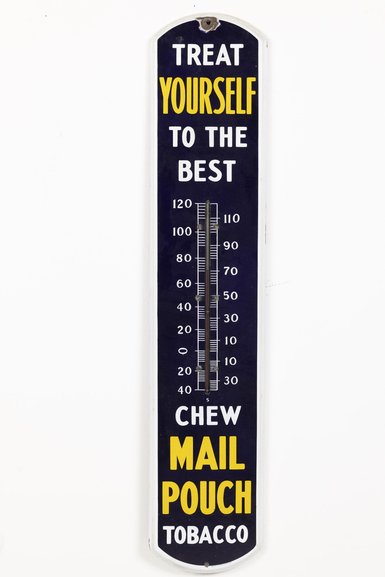 Vintage Tobacco Advertising Sign with Thermometer (1 of 6)