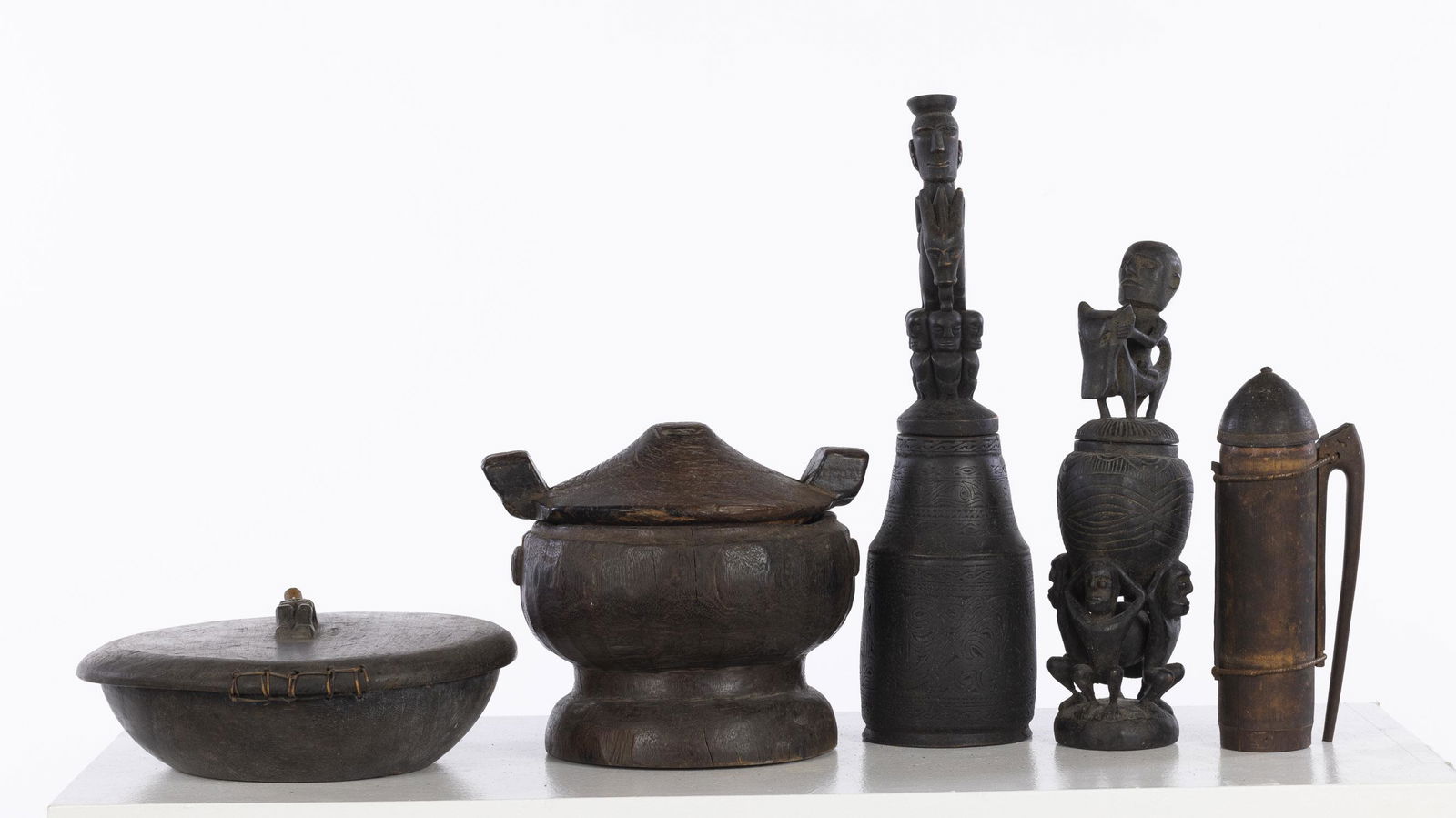 Batak Wood Rice Vessel and 4 Storage Vessels (1 of 18)