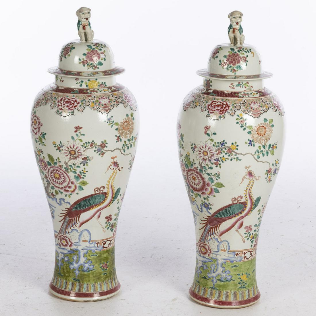 Pair of Large Chinese Lidded Jars, Modern (1 of 9)