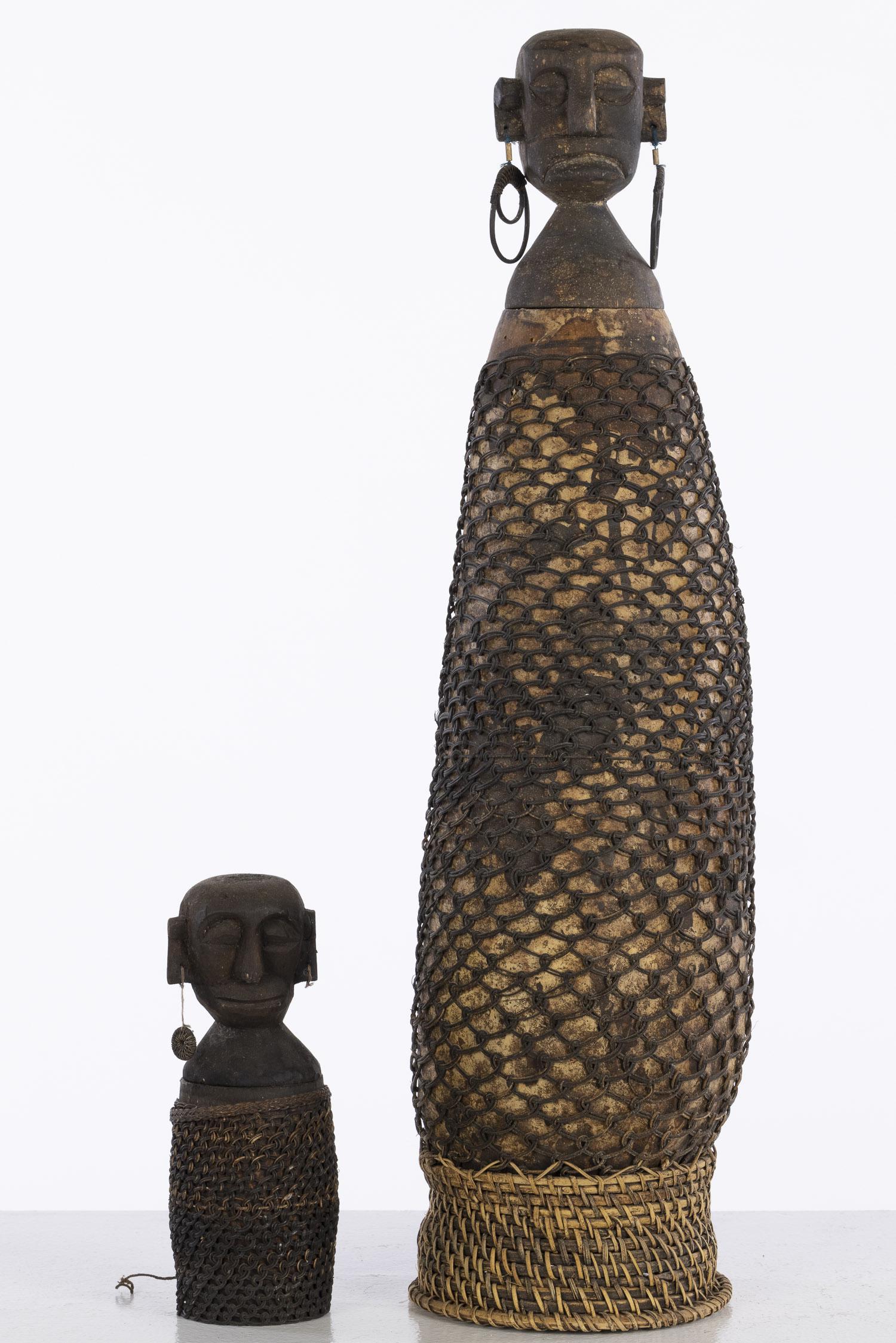 Large Wood Basket Figure & a Small Figure, Indonesia (1 of 11)