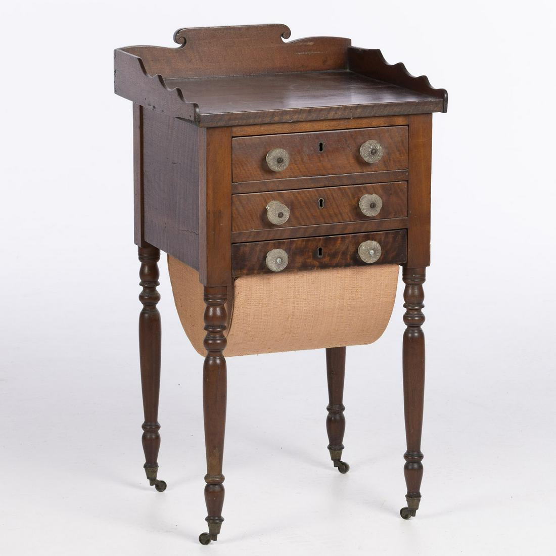 Federal Curly Maple Sewing Table, c. 1810 (1 of 12)