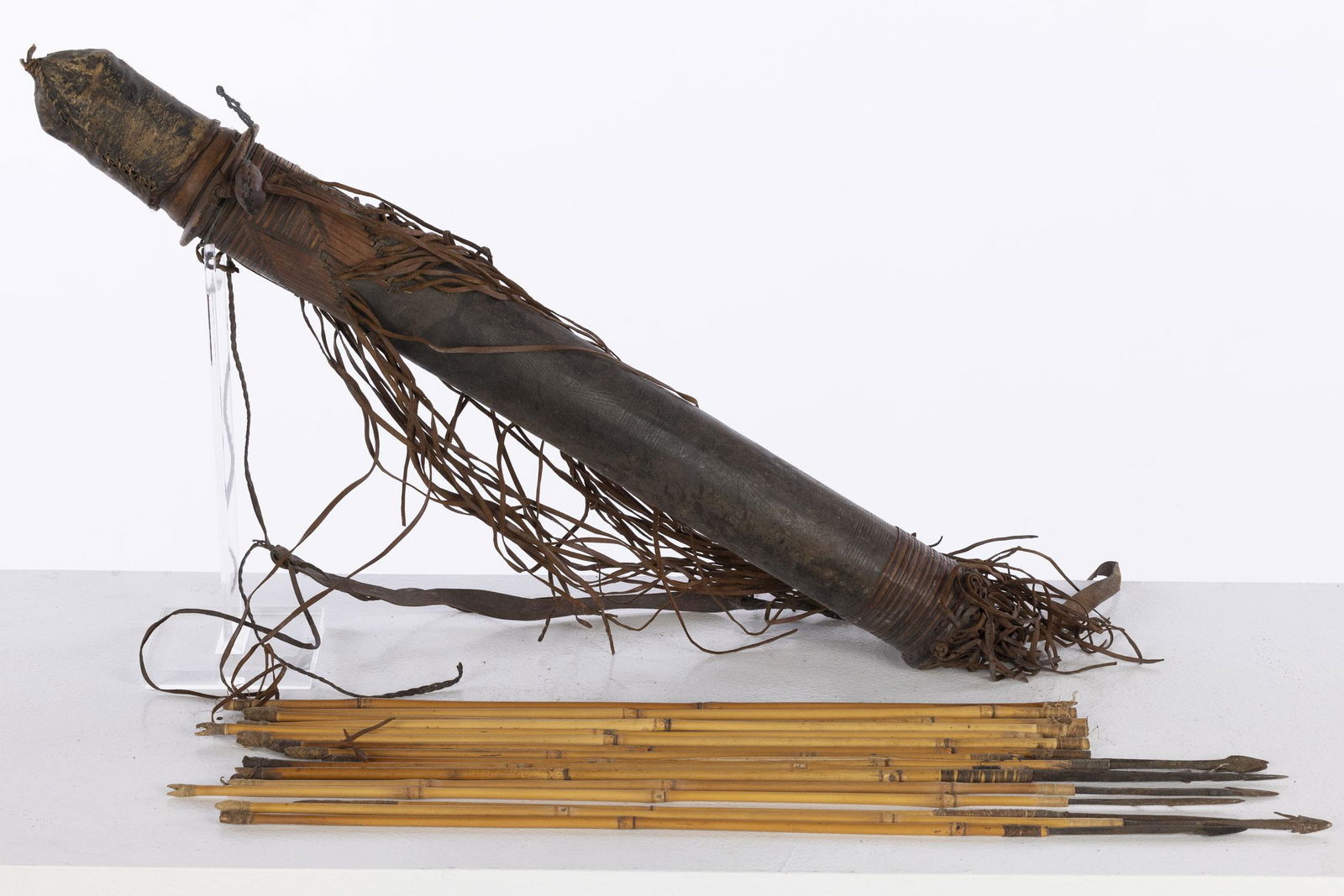 African Painted Leather Quiver with Arrows (1 of 7)