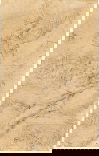 After Michelangelo, The Dream, Pencil, Prob. 18th C: Property from a Private Collection, Savannah, GA Description: After Michelangelo, The Dream, Pencil on Paper, Probably 18th C, unsigned, the drawing on laid paper, skillfully rendered after Michel