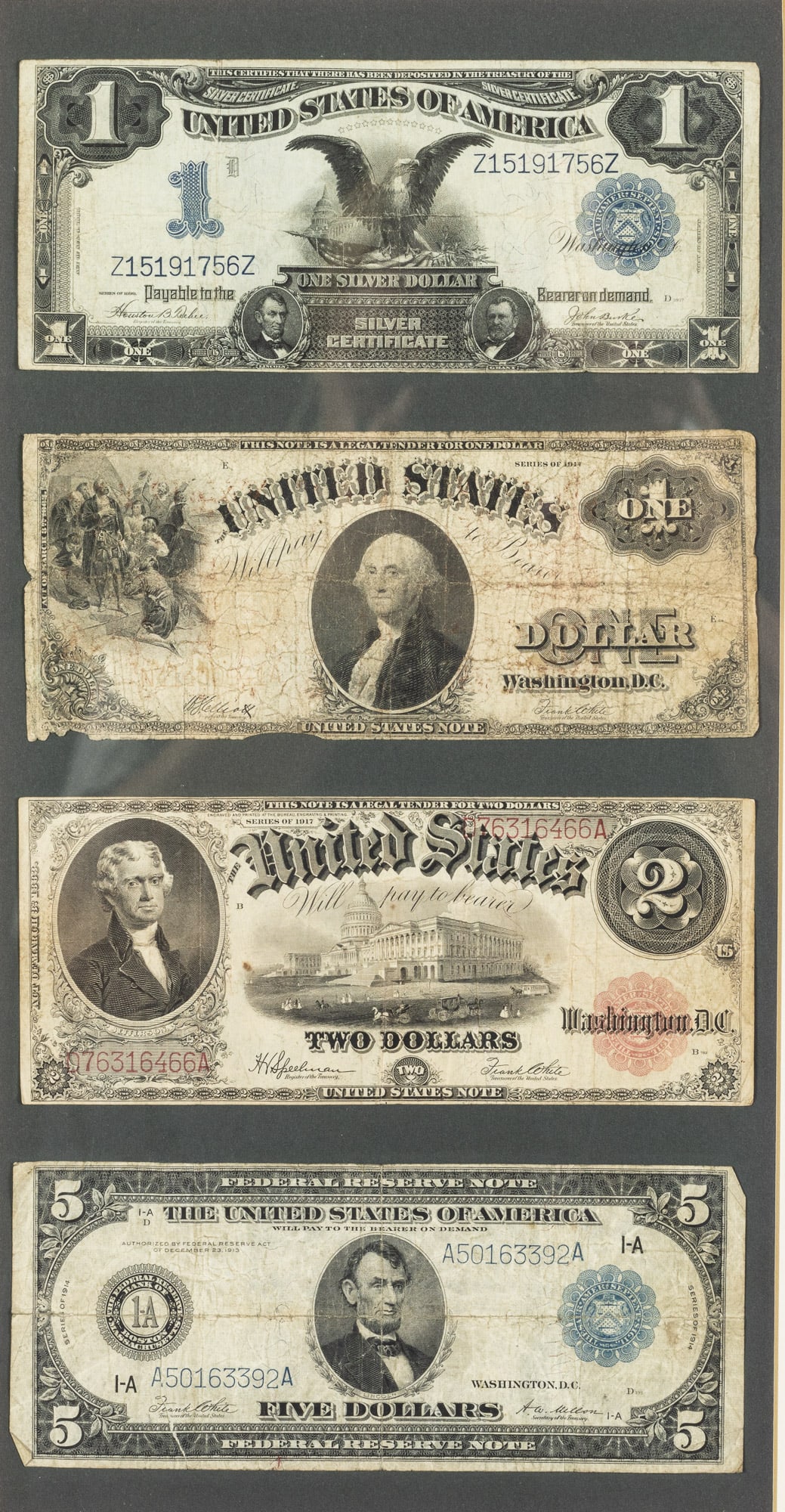 4 Framed United States Bank Notes (1 of 8)