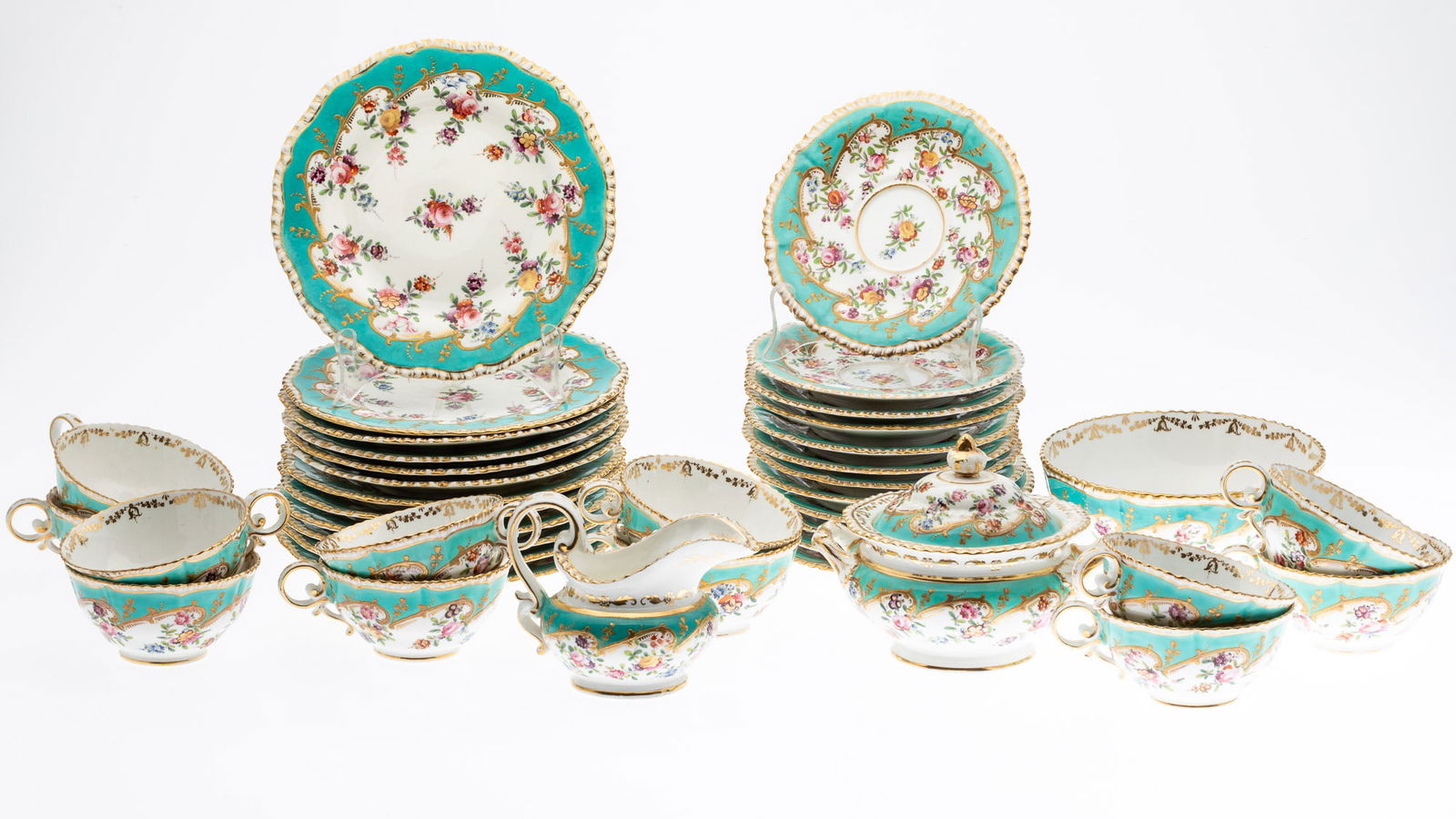 English Porcelain Dessert Set for 12, 19th C, 39 pcs (1 of 13)