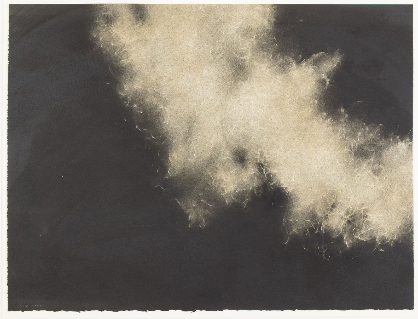 Blanche Nettles Powers, Spanish Moss, Mixed Media: Property of a Private Collector Description: Blanche Nettles Powers (Savannah, 20th/21st Century), Spanish Moss, Spray Paint and Wax Pencil, unsigned, depicting a black and white abstracted form o