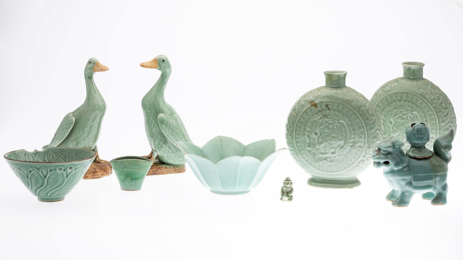 Group of 9 Chinese Export Celadon Articles (1 of 16)