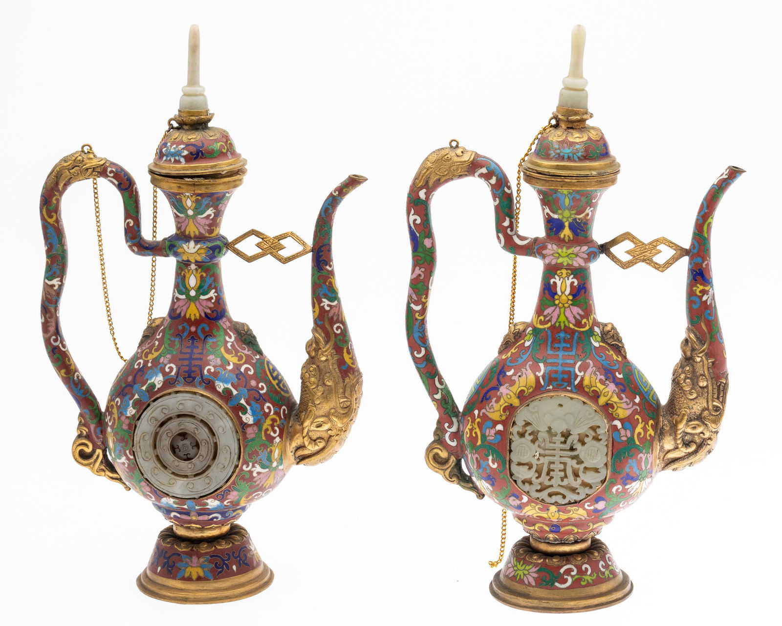 Two Cloisonne Flask Shaped Teapots (1 of 11)