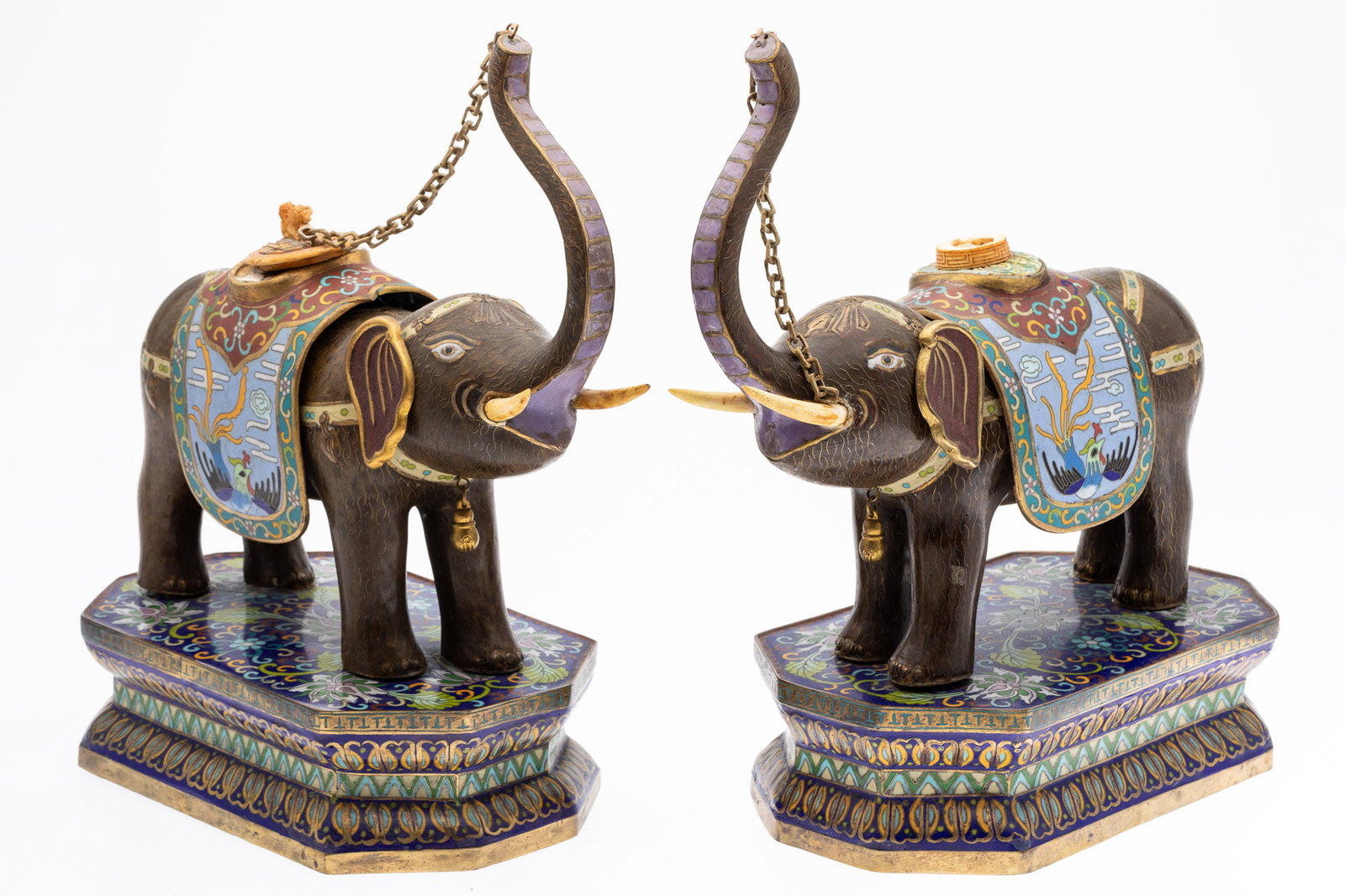 Pair of Chinese Cloisonne Elephants (1 of 12)