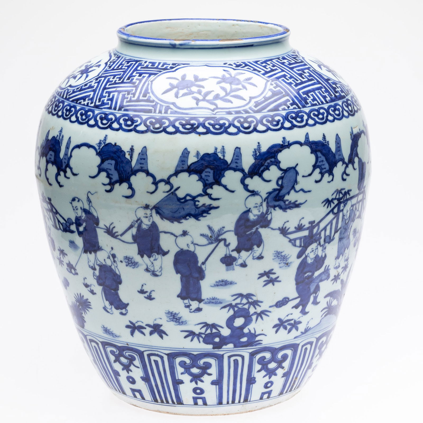 Large Chinese Blue and White 'Hundred Boys' Jar (1 of 15)