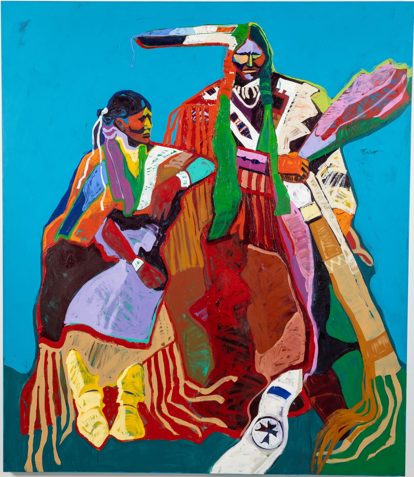 Malcolm Furlow, Two Native Americans, Acrylic (1 of 12)