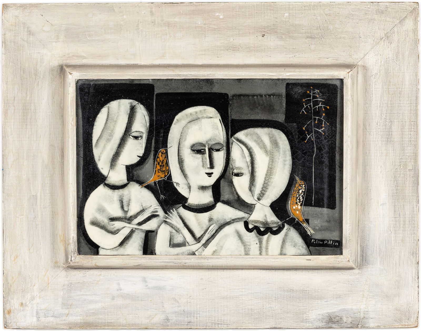 Polia Pillin (1909-1992) 3 Sisters, Porcelain Plaque (1 of 13)
