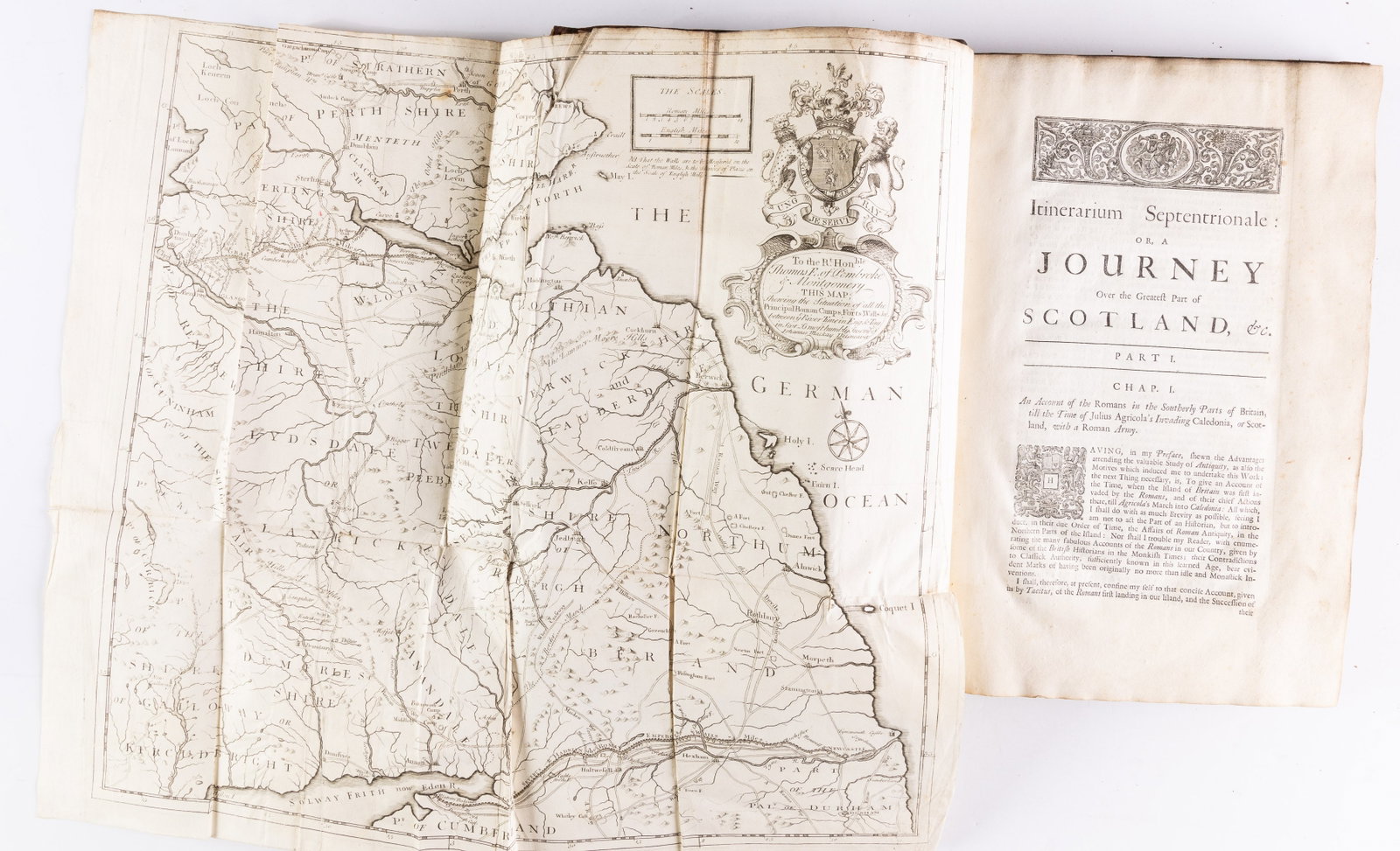 Gordon, Alexander, JOURNEY THROUGH SCOTLAND, 1726: Property from the Collection of Ronald Onorato, Savannah, GA Description: Gordon, Alexander, JOURNEY THROUGH SCOTLAND, 1726, ITINERARIUM SEPTENTRIONALE; OR, A JOURNEY THRO' MOST OF THE COUNTIES OF