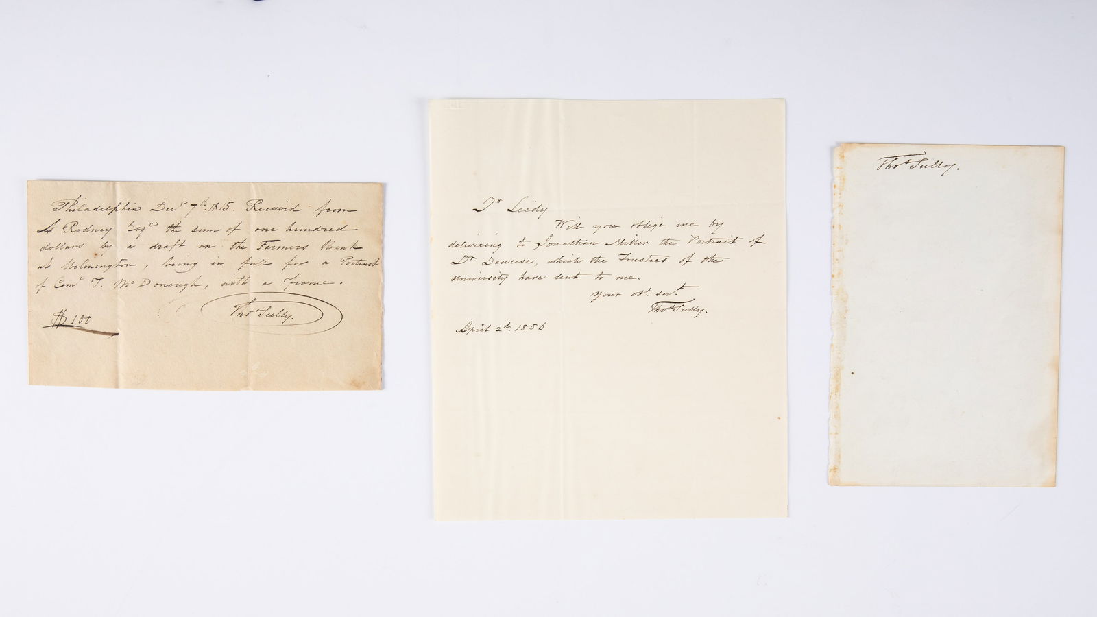 Sully, Thomas (1783-872) 2 Letters and a Signature (1 of 7)