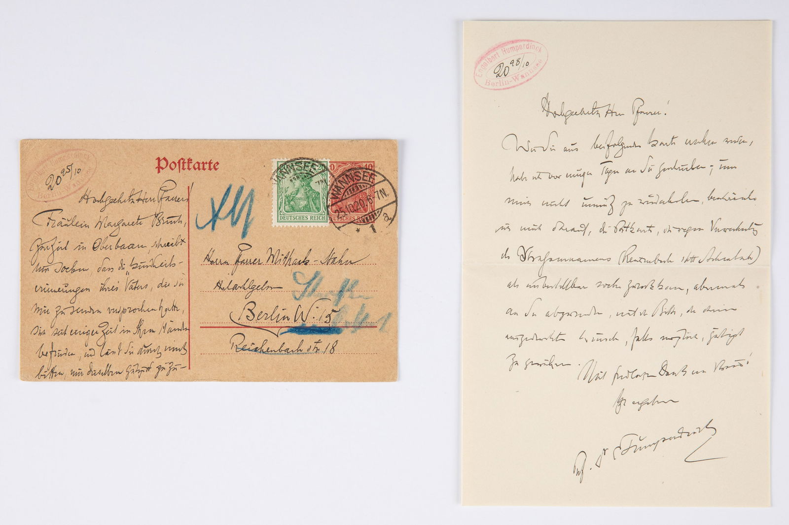 Humperdinck, Englebert (1854-1921) ALS & Postcard (1 of 3)