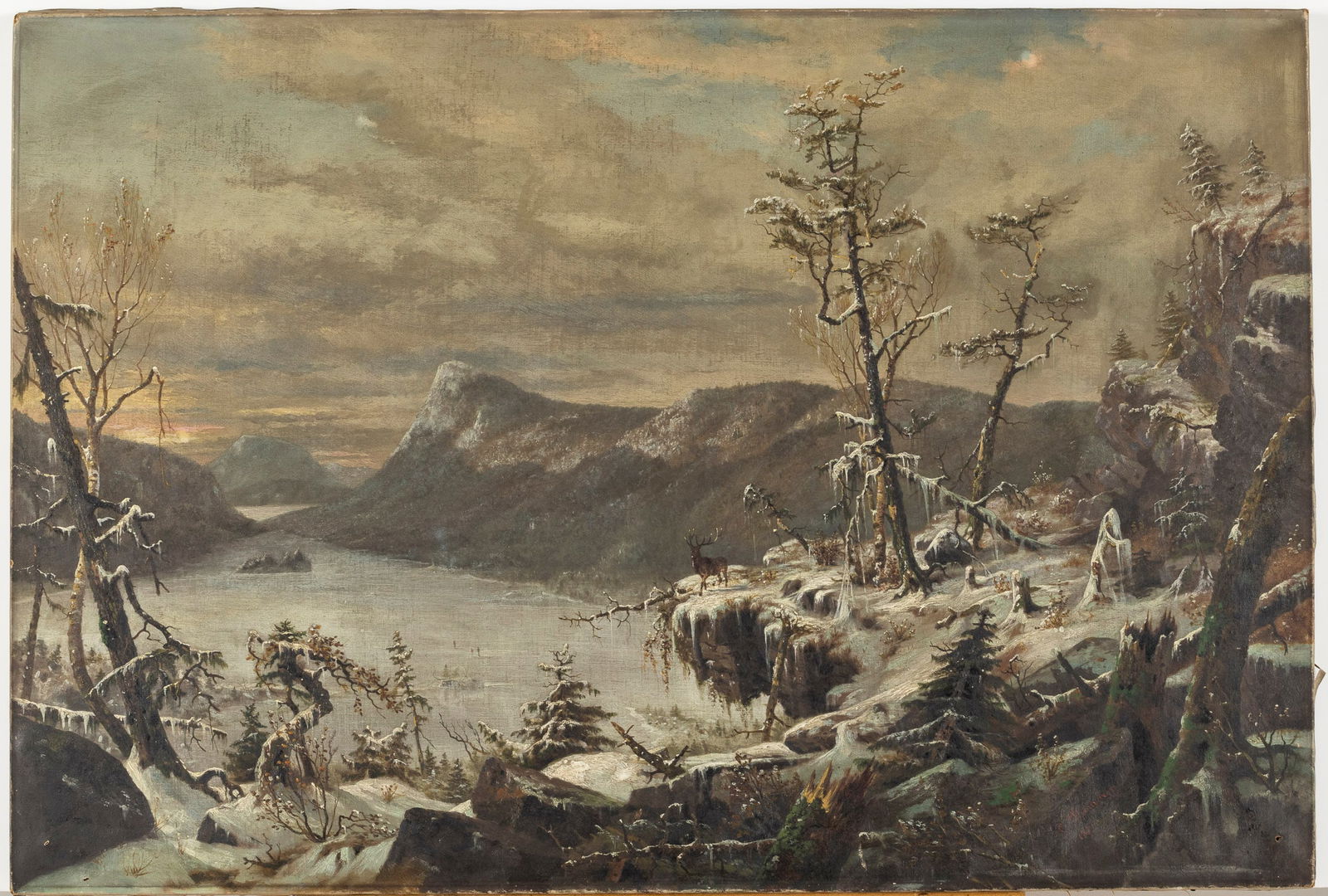 Charles Themmen, Snow River Landscape, O/C, 1871 (1 of 13)