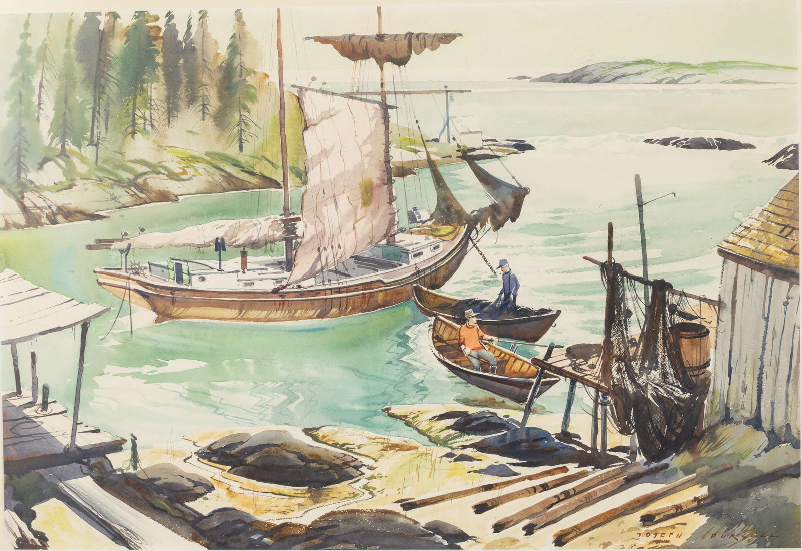 Joseph Purcell (Canada, 1927-2017) Harbor Scene, W/C (1 of 12)