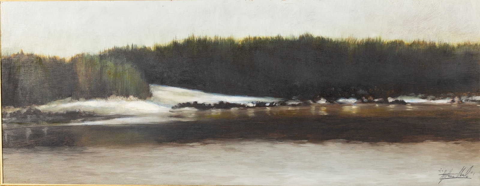 Illegibly Signed, Marsh, Bank Oysters, 2001, O/B: Property from the Estate of Jeannie Sims, Savannah, GA and Charleston, SC Description: Illegibly Signed, Marsh, Bank Oysters, 2001, Oil on Board, signed and dated lower right, signed, titled and d