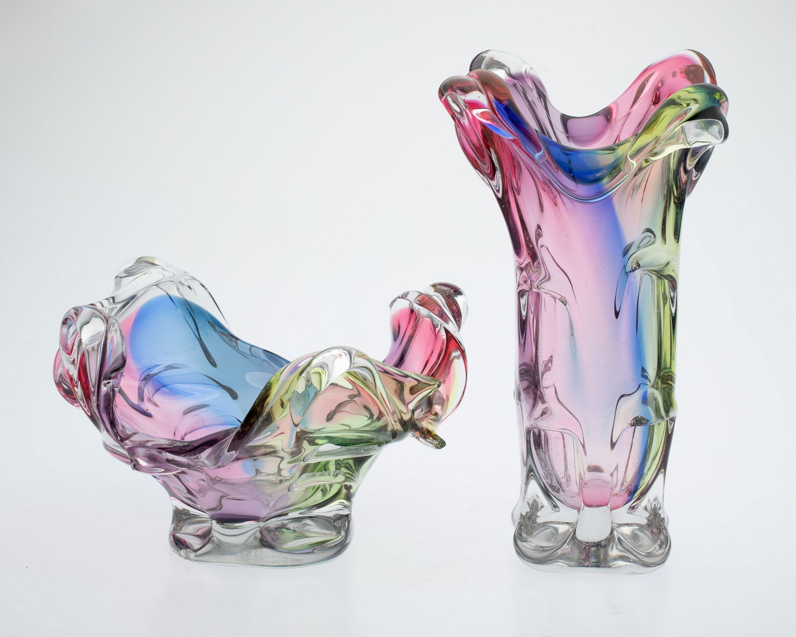 European Multicolored Glass Vase and Bowl (1 of 19)