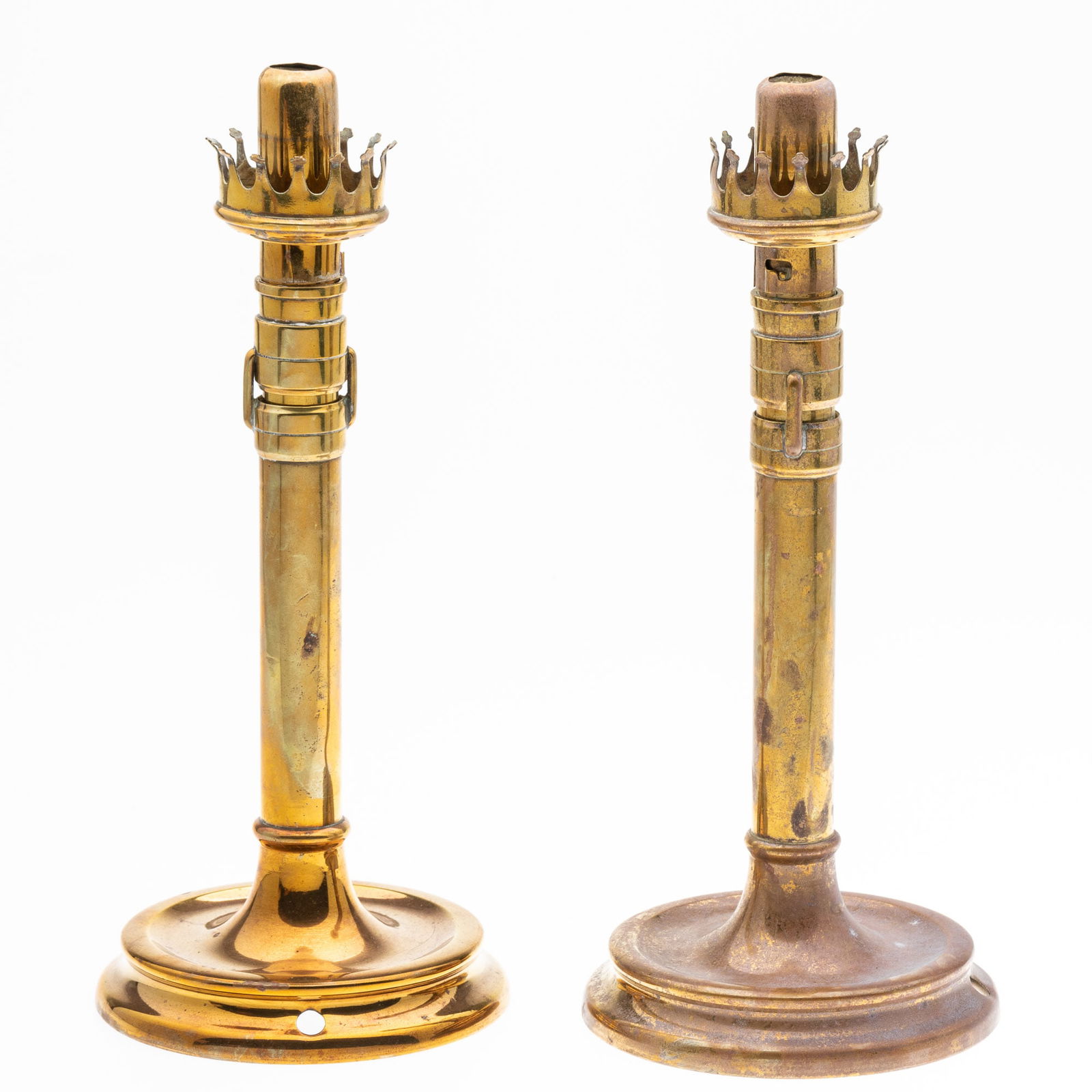 Pair English Brass Wall Sconces/Candlesticks, 19th C (1 of 9)