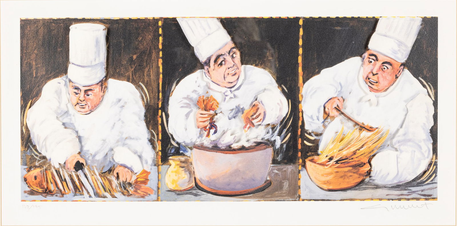 Guy Buffet (HI, b. 1943), Triptych Print of Chefs (1 of 9)