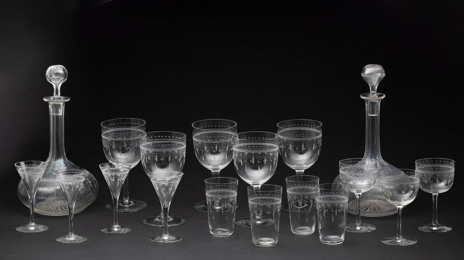 Group of Etched Glassware, 16 pcs. (1 of 18)