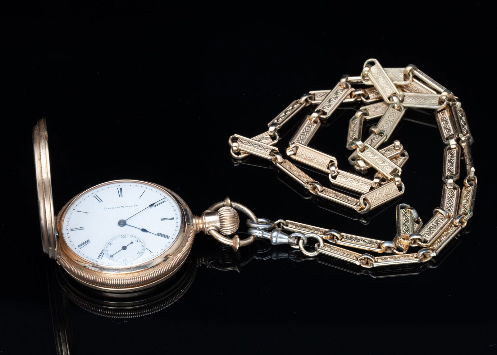 Illinois Watch Co. 14K Gold Pocket Watch with Chain (1 of 14)