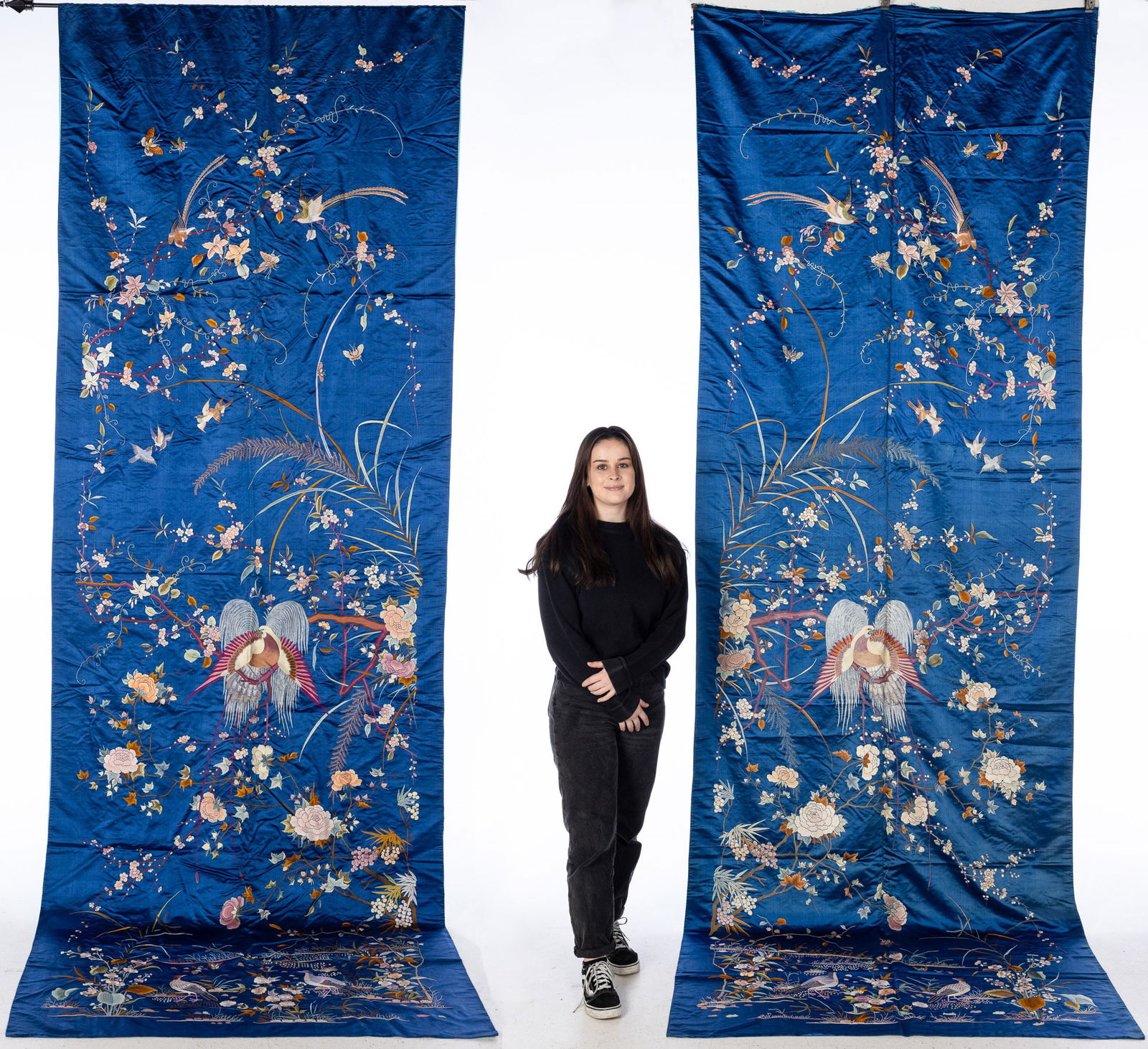 Two Chinese Silk Embroidered Panels, c. 1900 (1 of 19)