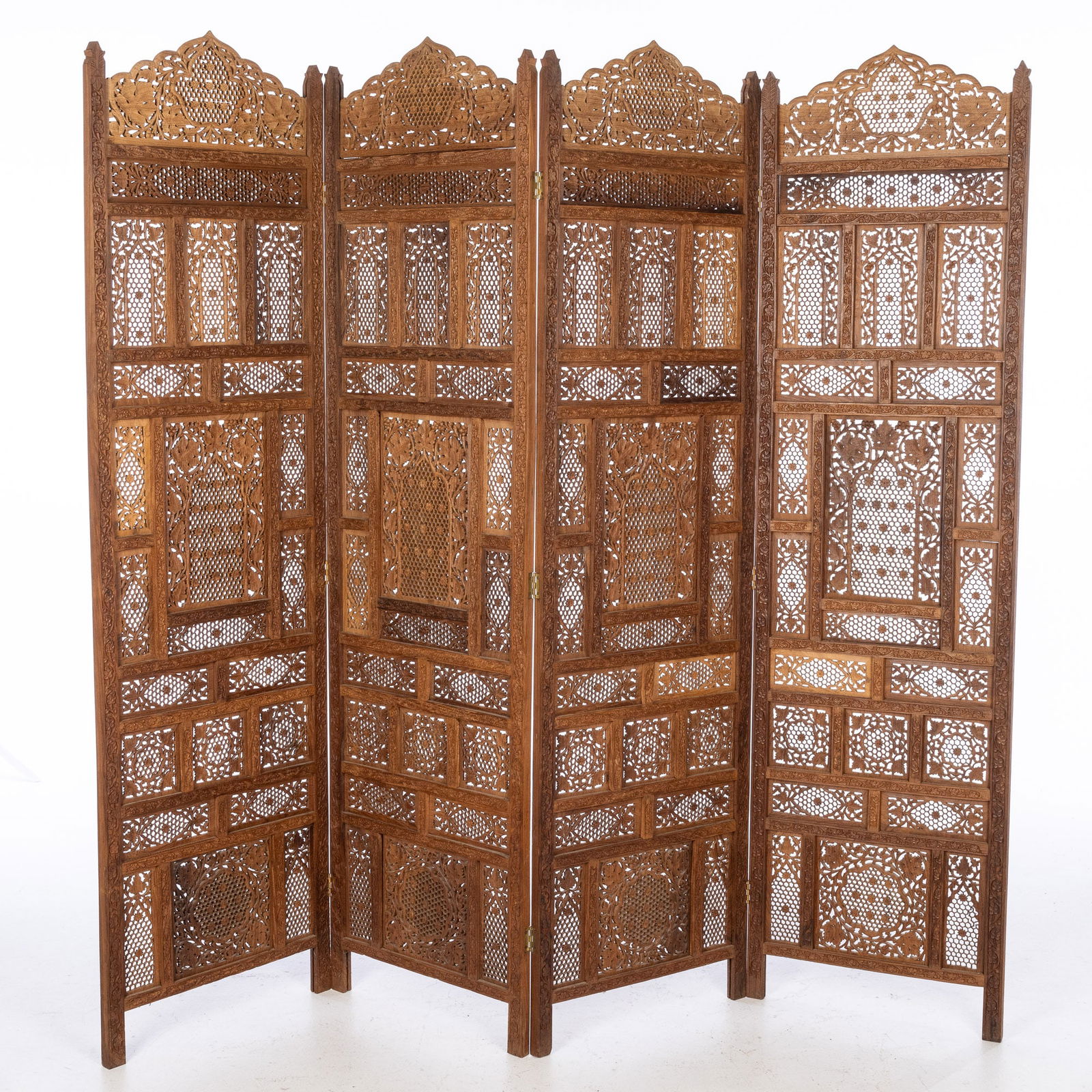 Indian Carved Hardwood 4-Panel Screen (1 of 19)