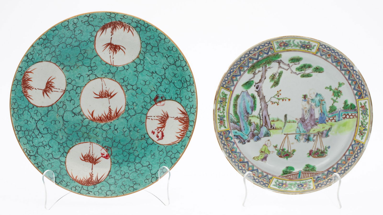 Chinese Turquoise Plate, Qing Dynasty and Another: Property from the Estate of a Former General Electric International Executive, Hilton Head Island, SC Description: Chinese Turquoise Ground Plate, Qing Dynasty and Another, comprising a 8 5/8 in.