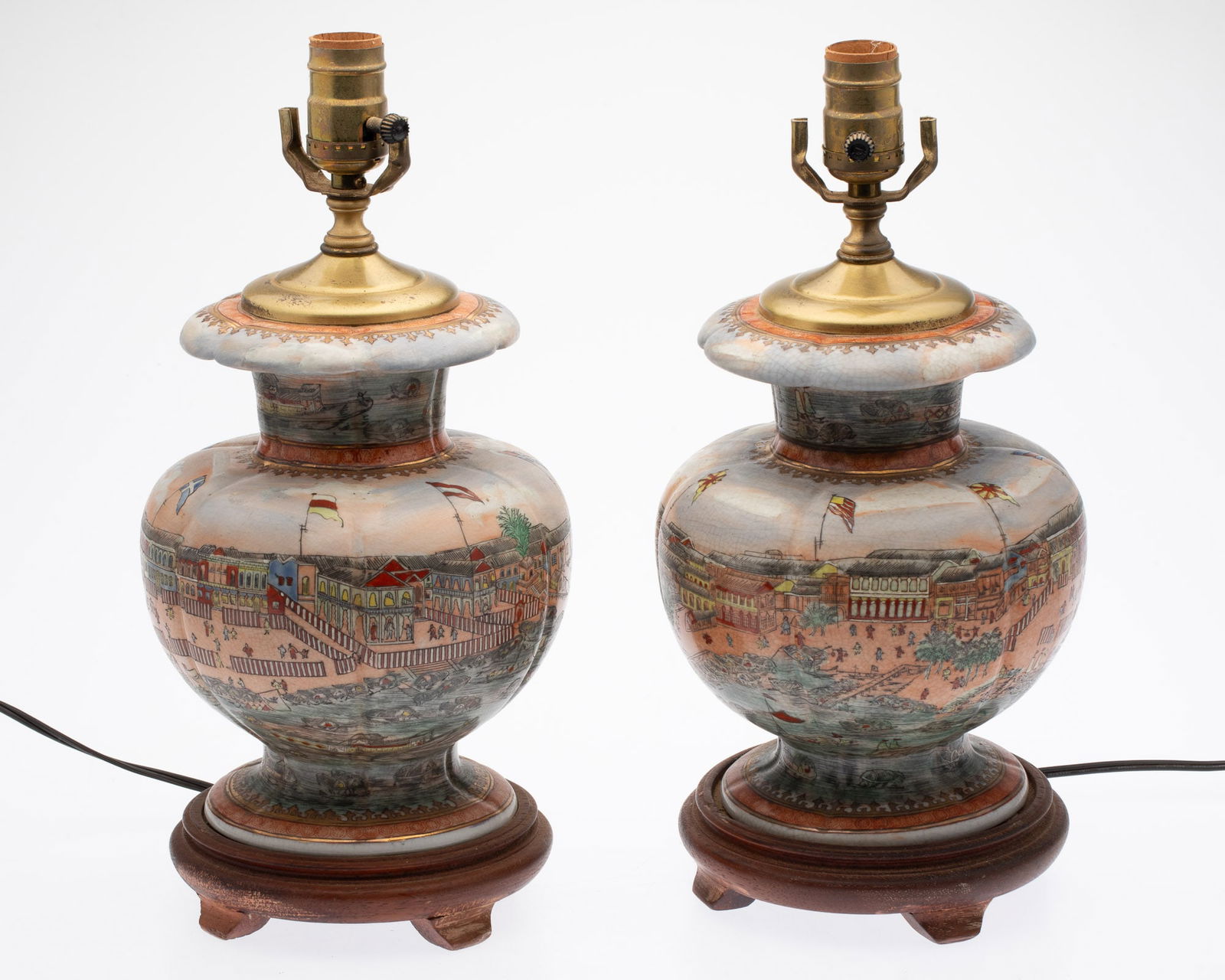 Pair Chinese Export Style Porcelain Lamps (1 of 10)