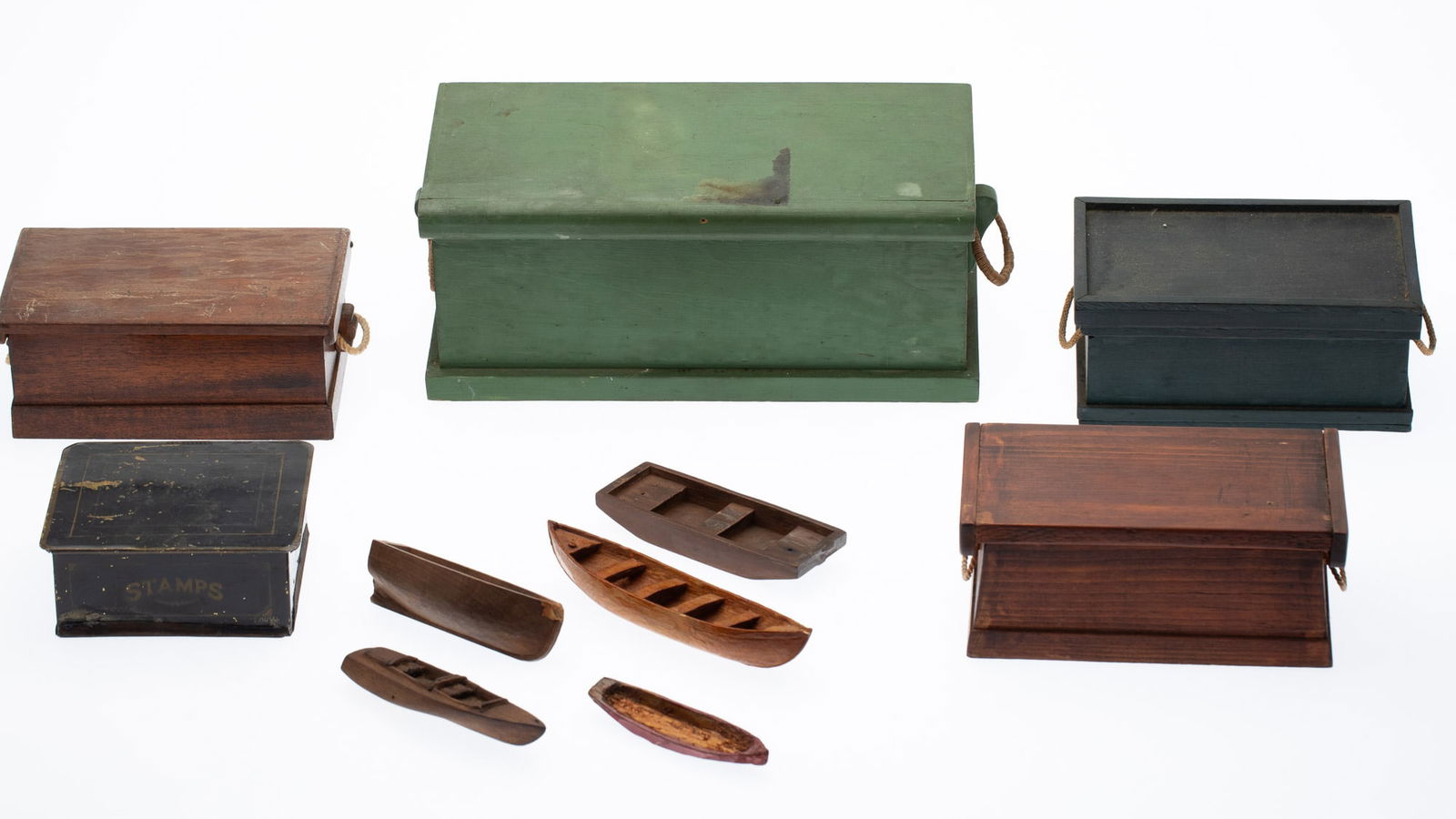 Group of Sea Chests, Boat Models and a Stamp Box (1 of 19)