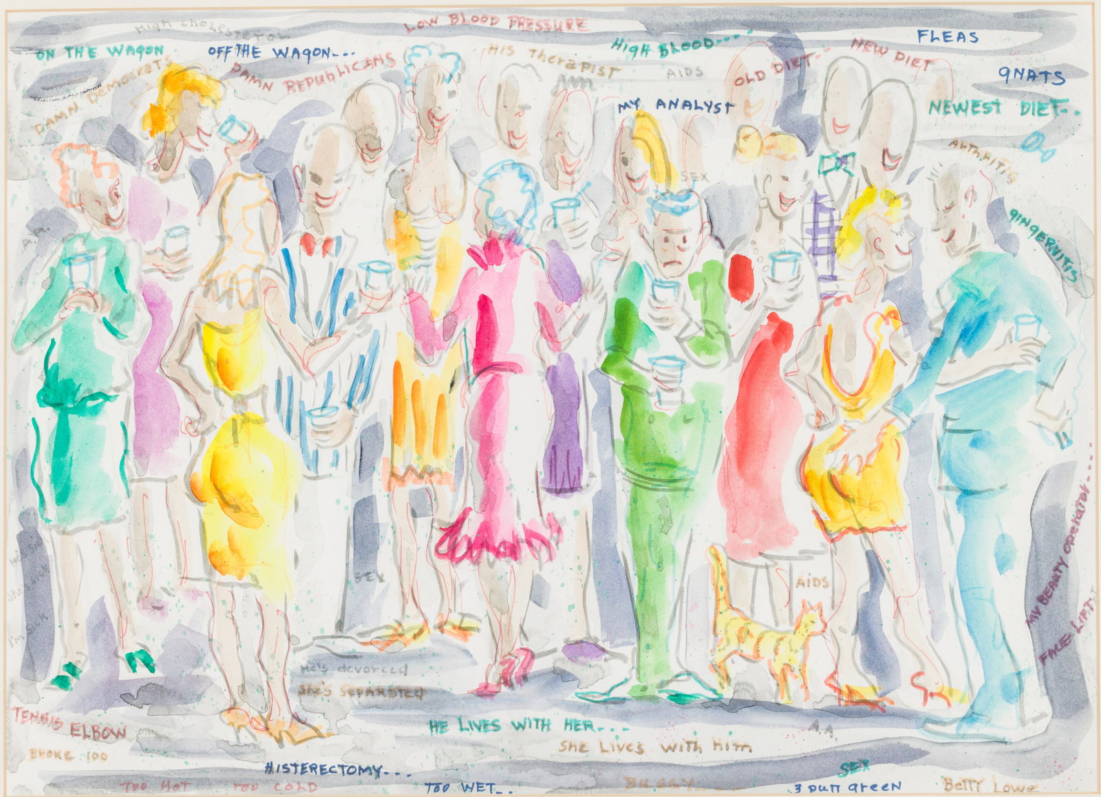 Betty Lowe (GA, 20th/21st C), Cocktail Party, W/C (1 of 13)