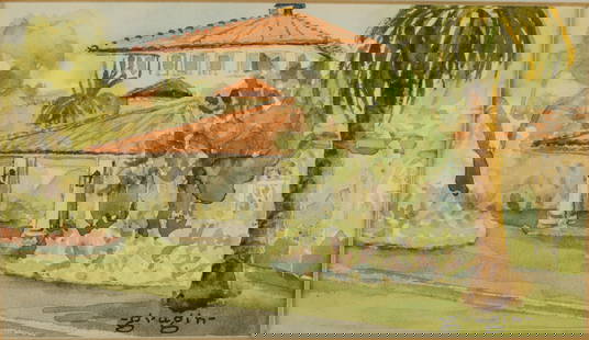 Betty Hale Grugin (GA, 20th/21st C), Sea Island, W/C: Property from a Private Collection, Saint Simons Island, GADescription: Betty Hale Grugin (GA, 20th/21st Century), Sea Island, Watercolor, signed 'Grugin' lower right, depicting The Cloister, Sea