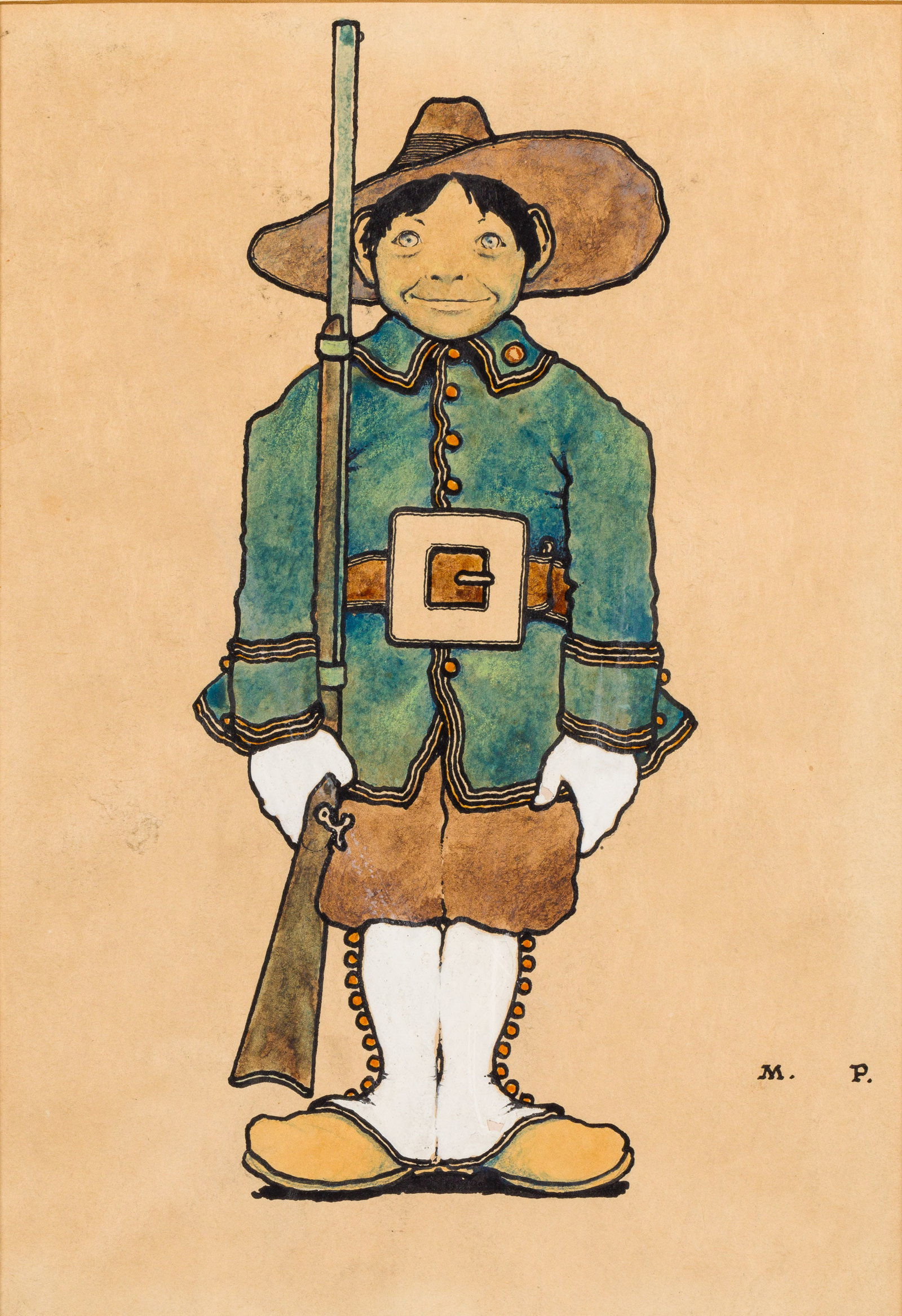 Maxfield Parrish, Henry Gregory Barnhurst in Uniform: Property from a Private Collection, Hilton Head Island, SC Description: Maxfield Parrish (American, 1870-1966), Portrait of Henry Gregory Barnhurst in Uniform, Oil on Paper, c. 1898, initial signe