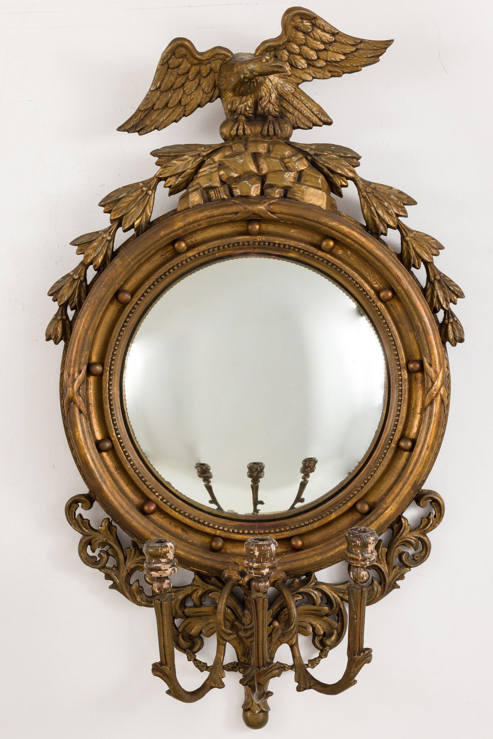 Federal Style Giltwood Convex Girandole Mirror (1 of 6)
