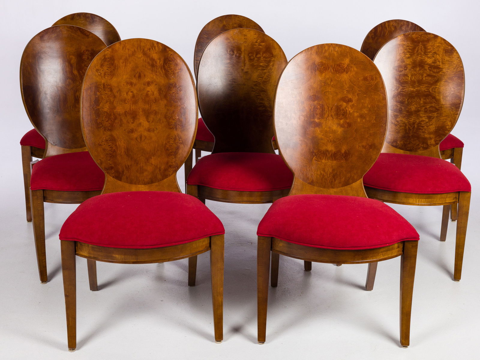 Set of 8 Modern Burl Walnut Dining Chairs (1 of 12)