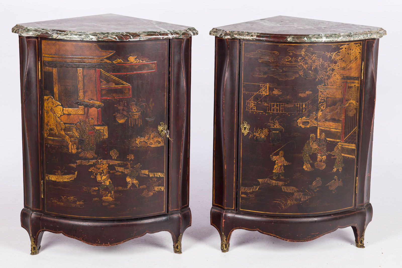 Pair of Louis XV Style Lacquer Corner Cupboards (1 of 10)