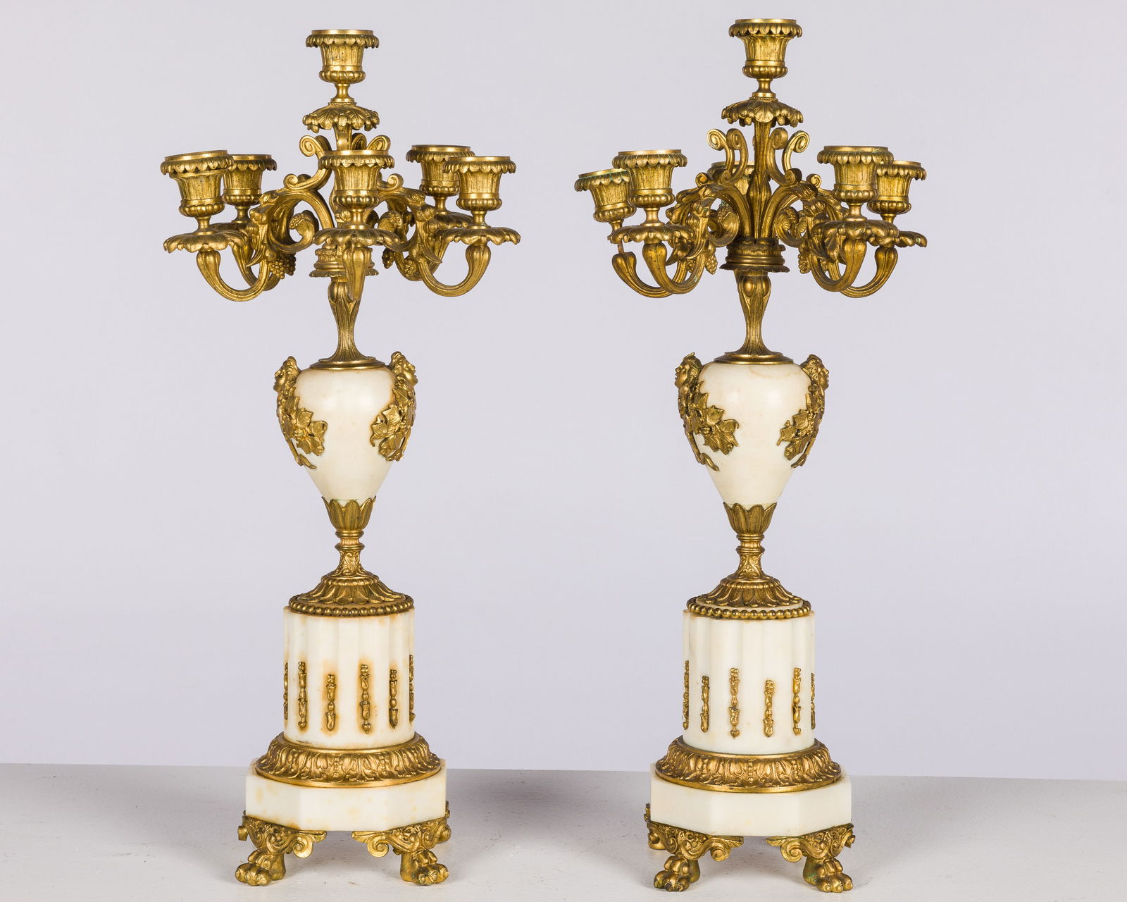 Pair of Alabaster and Gilt Metal Candelabra, 19th C (1 of 10)