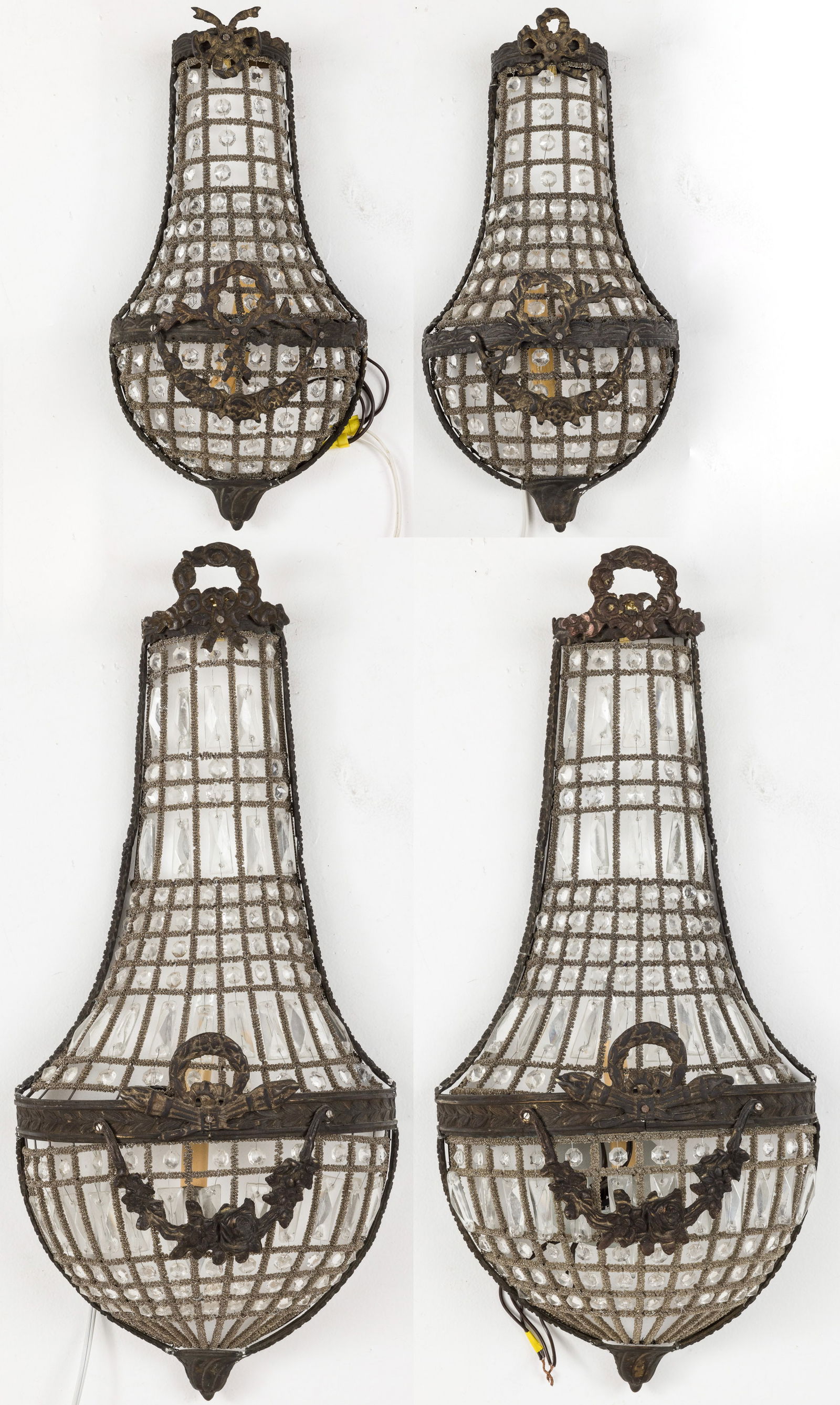Two Pairs of French Metal and Glass Wall Sconces (1 of 20)